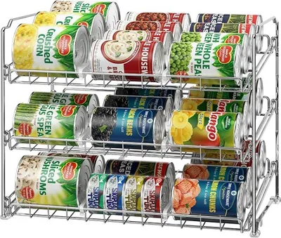Productafbeelding van Stapelbaar blikjesrek-organizer van SimpleHouseware, chroom