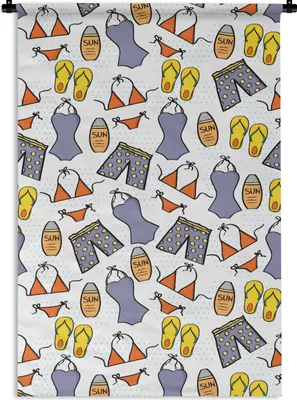 Produktbild von MuchoWow® Wandteppich Wandbehang Bademode - Schnittmuster - Sommer 60x90 cm Tapisserie Dekoration Wandtuch - Foto-Teppich - Abwaschbar