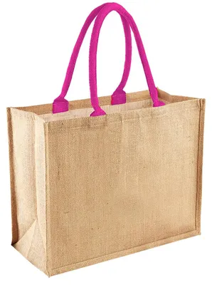 Obrázok produktu pre Nákupná taška z juty Westford Mill, 21 litrov FK968 (jednotná veľkosť) (prírodná/fuchsiová)
