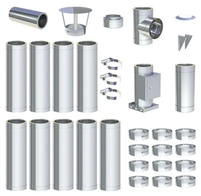 Produktbild von 10 m - DW-ECO 2.0 Edelstahlschornstein Ø 300 mm Komplettset doppelwandig Wandmontage