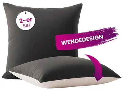 Produktbild von wometo Kissenbezug im Doppelpack & Wende-Design ca. 80x80 cm – grau & hellgrau – farblich perfekt abgestimmt auf die Mikrofaser Steppdecke I klassischer Hotelverschluss I 2-farbige Optik I OEKO-TEX
