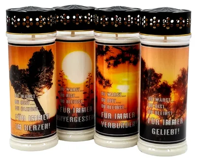 Produktbild von 4er SET Premium 7 Tage Design Grablicht "SUNSET"