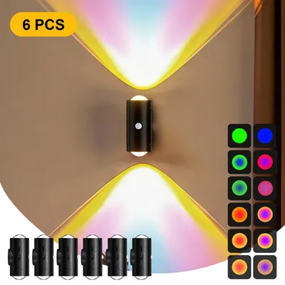 Immagine prodotto di Lampada da parete, con LED a cambio di colore, sensore di movimento, colore nero, confezione da 6 pezzi
