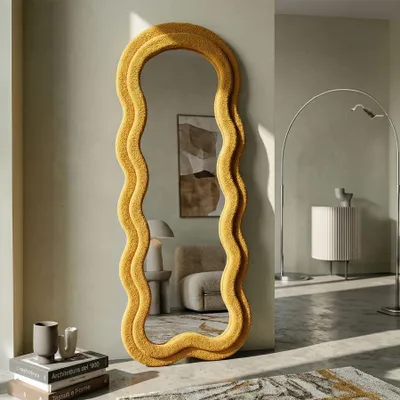 Produktbild von FURNLUX Wandspiegel Teddy Gelb 40cm / Hauptfarbe: Gelb / Abmessungen: 40 x 160 x 4 cm