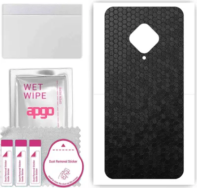 Produktbild von apgo Rückseite Schutzfolie, Skin, kompatibel mit Vivo X50E, Hinten Displayschutzfolie aus Vinylfolie, kratzfest, einfache Montage - Schwarze Honigwabe