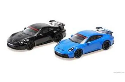 Produktbild von Minichamps 2 CAR SET - PORSCHE 911 (992) GT3 - 2021 - SHARKBLUE & BLACK - SPORT