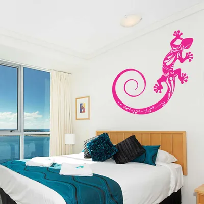 Produktbild von Wandtattoo - Wandaufkleber - Wandtattoo "Gekko Tribal" - 70cm x 38cm pink - Dekoration Küche Wohnzimmer Wand