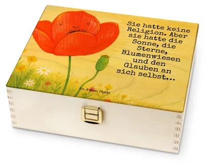 Produktbild von Mr. & Mrs. Panda Teebeutel-Box Blume Mohnblume Design - Weiß - Geschenk, Teebeutel Aufbewahrung, Teebox, Teekiste, Mohn, Tee Beutel Halter, Religion, Glaube, Box, Garten