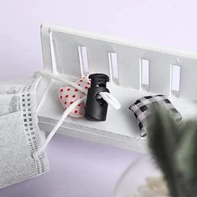 Produktbild von 50 Stück kleine Kordelstopper mit 1 Loch, 6 mm, schwarz aus Kunststoff