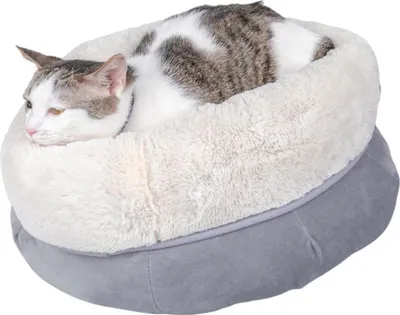 Image de 8 lits douillets 46x24cm pour chats & petits chiens ronds gris Lit pour animaux domestiques