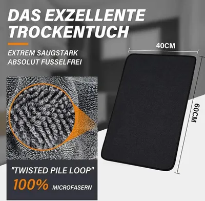 Produktbild von Shiny Bath XXL Mikrofaser Trockentuch 40x60 cm, schnell trocknend, superweich, 3er Set Schwarz