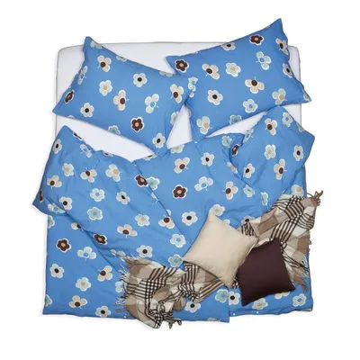 Obrázek produktu pro SCANquilt povlečení KREP květy modrá 100% bavlna 140 x 220/70 x 90 cm