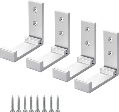Produktbild von Aluminium Wandhalterungshaken Kleiderhaken 90 ° Klappbar Kopfhörerhalter Faltbarer Wandhaken mit Edelstahlschrauben Geeignet für Küche Bad Wand Büro Garderobe Badezimmer, 4 Stücke (Silber)