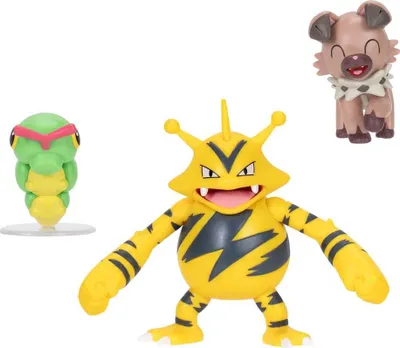 Obrázek produktu pro Jazwares Pokémon Sada figurek Battle Caterpie, Rockruff, Electabuzz