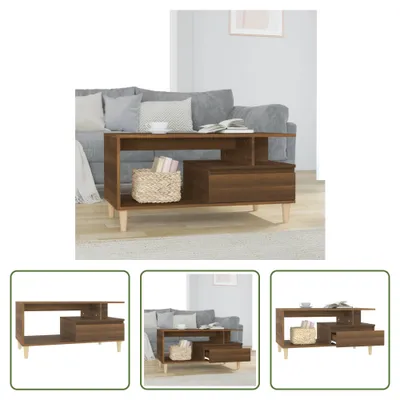 Produktbild von The Living Store Couchtisch Braun Eichen-Optik 90x49x45 cm Holzwerkstoff