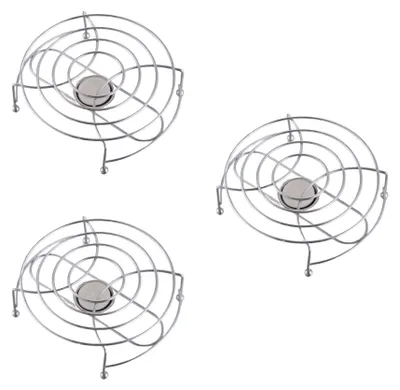 Produktbild von 3 Stück Novaliv Stövchen 17cm Durchmesser Edelstahl Getränke warmhaltend Silberfarben Hitzebeständig Teekannen Wärmer Tassenwärmer Warmhalteplatte Teewärmer