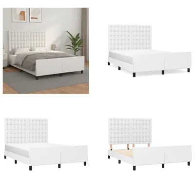 Immagine prodotto di vidaXL Giroletto con testiera bianco 140x190 cm in Pelle finta - Giroletto con testiera - Giroletto con testiera - Letto con testiera - Letto con testiera
