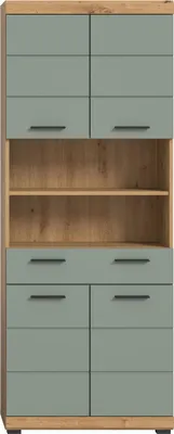 Produktbild von Hochschrank breit Scout | mit Schubkasten | Salbei / Artisan Eiche
