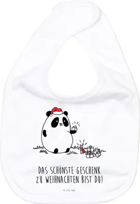 Produktbild von Mr. & Mrs. Panda Lätzchen Panda Weihnachtsgeschenk - Weiß - Geschenk, Sabberlätzchen, Für Babys, Kinderlätzchen, Schlabberlatz, Sabber