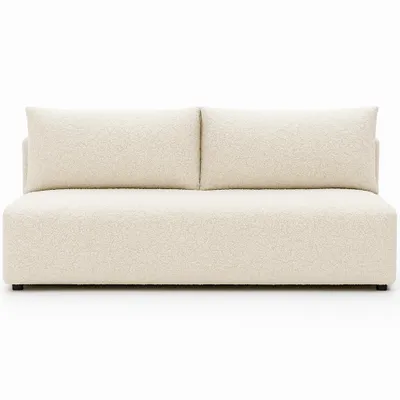Image de Sofello Canapé LUNO boucle avec fonction sommeil Crème - Canapé Boucle moderne pour votre salon, surface de couchage : 204×144 cm