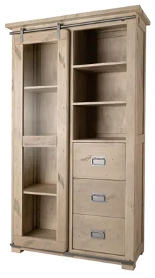 Produktbild von MASSIVMOEBEL24.DE Vitrine Mango 100x45x175 whitewash lackiert RAILWAY #326