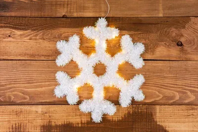 Image de Flocon MagicHome de Noel, 20x LED, blanc chaud, 2xAA, minuterie, 43 cm