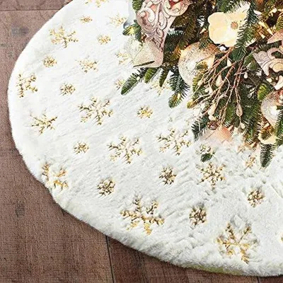 Produktbild von Runder Plüsch-Kranz mit Glitzerschneeflocken - 120 cm