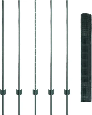 Produktbild von Möbel Maschendrahtzaun mit 5 U-Pfosten Grün 1,2x10 m Stahl - Zaunzubehör 3336448