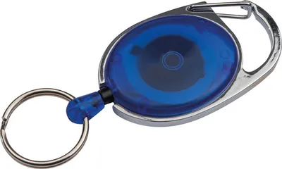 Produktbild von Schlüsselanhänger mit Karabiner und ausziehbarem Schlüsselring / Farbe: blau