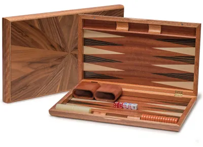 Backgammon-Set Cascadia, 44 cm, Acrylsteine, Holzwürfelbecher