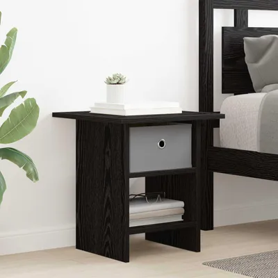 Image de vidaXL Table de chevet noire aspect chêne 41 x 40 x 45 cm en aggloméré