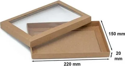 Produktbild von Dekorative Geschenkbox, brauner Kraftkarton, 220 x 150 x 20 mm, mit Fenster