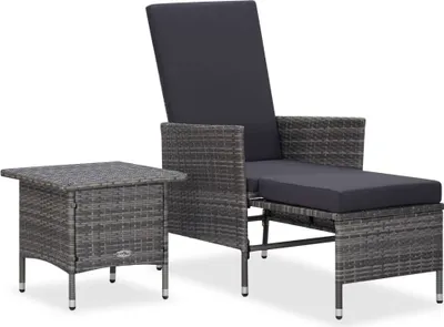 Produktbild von 2-tlg. Garten-Lounge-Set mit Kissen Poly Rattan Grau