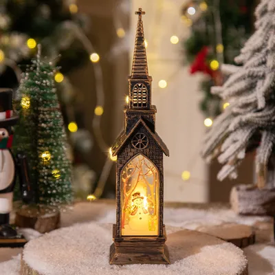 Produktbild von Weihnachtsdekoration mit Beleuchtung Batteriebetrieben Kirche,LED Tischlampe Nachtlicht Weihnachtsbeleuchtung Heimdekoration(Schneemann)