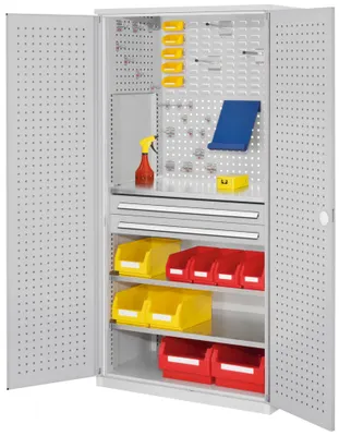 Produktbild von Kappes ®RasterPlan Schubladenschränke 1950x1000x600mm Lochplattentüren Modell 11 lichtgrau