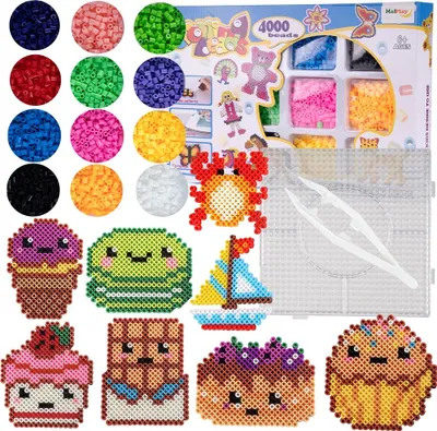 Produktbild von Malplay Bügelperlen Bügelperlenset 4000 pcs für Kinder Eco Steckplatten Muster Platten kreatives Spielzeug ab 6 Jahren Geschenk