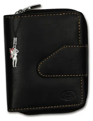 Imagen del producto de Cartera de cuero con costuras de contraste en color amarillo "Old River", modelo D2OPD104F