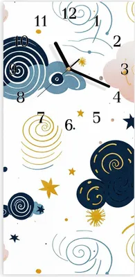Produktbild von Wanduhr aus Glas mit Motiv Wirbelwolken Design- 30 x 60 cm - inkl. Aufhängesystem
