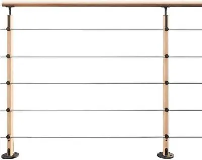 Immagine prodotto di HESTA - Set di ringhiere da 2 m in legno pronte per l'installazioneColore faggioFissaggio al pavimento
