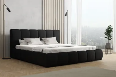 Produktbild von Polsterbett Doppelbett GIULIA Komplettset 180x200cm Stoff Magic Velvet Schwarz