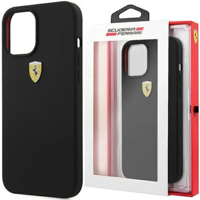 Produktbild von Ferrari FESIHCP12LBK iPhone 12 Pro Max 6.7  schwarz/schwarz Hardcase On Track Silicone Handyhülle