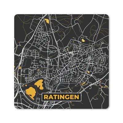 Produktbild von MuchoWow® Mauspad Mousepad Deutschland - Schwarz und Gold - Ratingen - Stadtplan - Karte 20x20 cm - Mousepads - Maus Mat - Pad - Mausunterlage - Desk Mat - Bureauartikeln