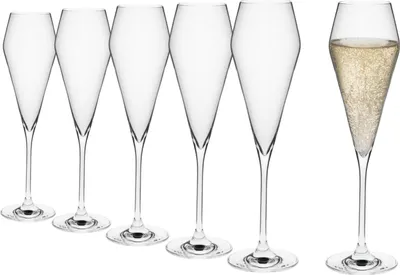 Produktbild von Rona Champagnergläser Serie Edge, Prosecco Glas mit moderner und markanter Form, 6 Gläser Set, spülmaschinenfest,