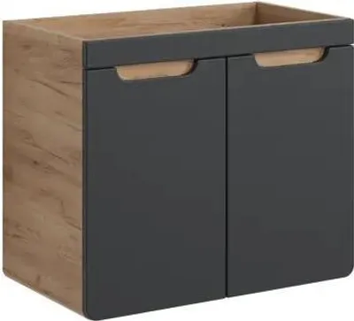 Image de Armoire De Salle De Bain Sous Lavabo 70 Cm 2 Portes Chêne Craft Gris Cosmos