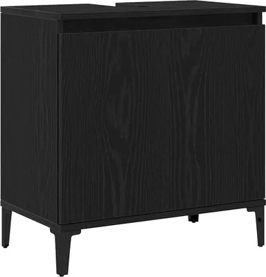 Zdjęcie produktu dla vidaXL Szafka pod umywalkę z drzwiczkami o wyglądzie czarnego dębu 58 x 33 x 60 cm