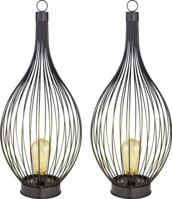 Produktbild von 2x LED Solarleuchten im Käfig Design, H 57 cm
