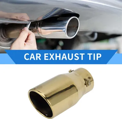Image de 1 Embout D'Échappement Coupé En Biais 1,6" - 3,0" Entrée 3,9" Sortie 7,3" Longueur Silencieux Universel Pour Voiture En Acier Inoxydable Ton Or Fixation Par Boulon Arrière