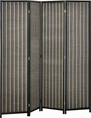 Produktbild von Raumteiler, Faltbar, Kiefernholz, Bambus, 180 x 180 cm, Braun + Schwarz