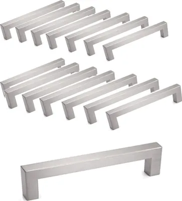 Produktbild von 15 Möbelgriffe Edelstahl – Silber Küchengriffe, 128mm Lochabstand, für Schrank & Schubladen, für Küchenschränke, Schubladen, Möbelumbau