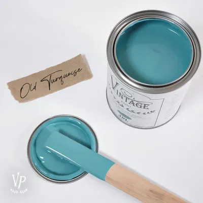 Produktbild von Mat Natural Vintage Paint Kreidefarbe – Möbelfarbe Matt | Wasserbasiert VOC-arm EN 71-3 EU Ecolabel | 65+ Farben | Shabby Chic & Vintage Look - 100 ml - Old Turquoise